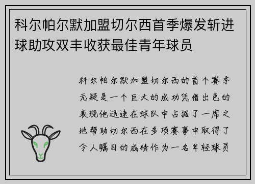科尔帕尔默加盟切尔西首季爆发斩进球助攻双丰收获最佳青年球员 科尔帕尔默加盟切尔西首季爆发斩进球助攻双丰收获最佳青年球员